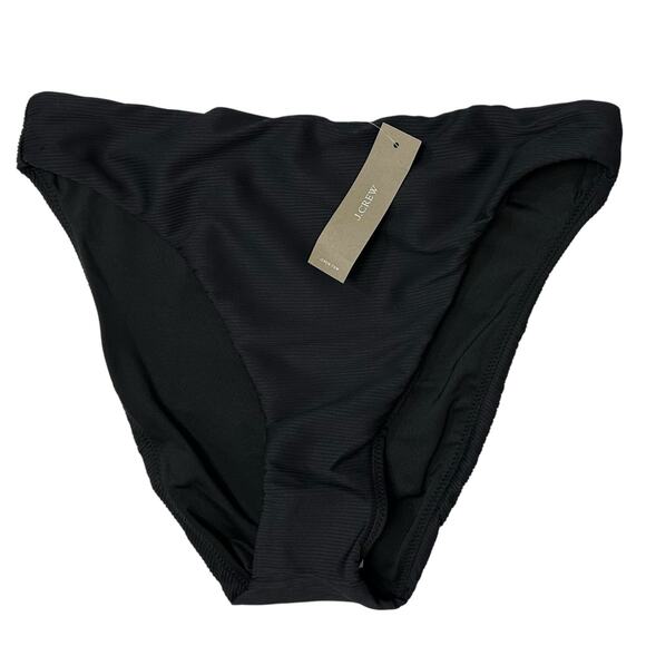2/$15 NWT J. Crew Ribbed High-Rise Cheeky Bikini Bottom Black High-Cut Size 2X - Picture 5 of 11